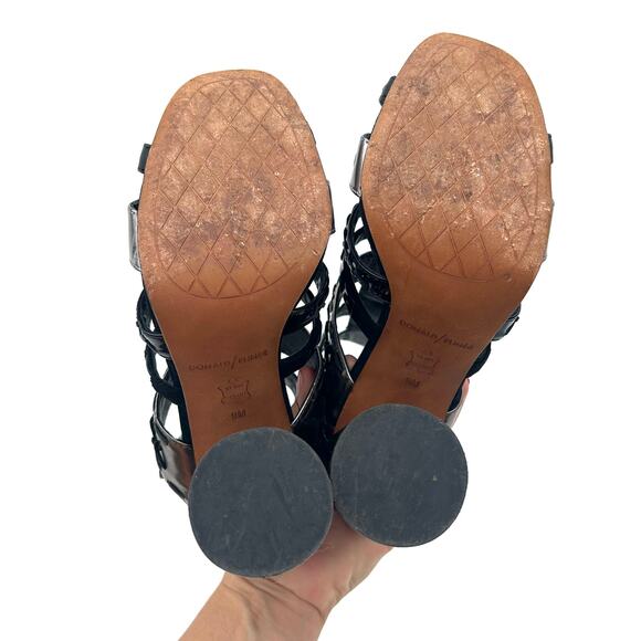 Donald J Pliner Bindy Block Cage Heels Gladiator Strappy Studded Metallic 9 - Picture 3 of 12